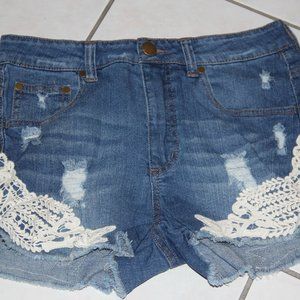Elan Jean Shorts with Lacing and Rips